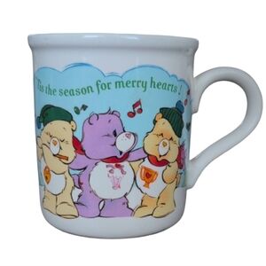 VTG 80's Care Bears Christmas Mug - 'Tis the Season for Merry Hearts - Stoneware